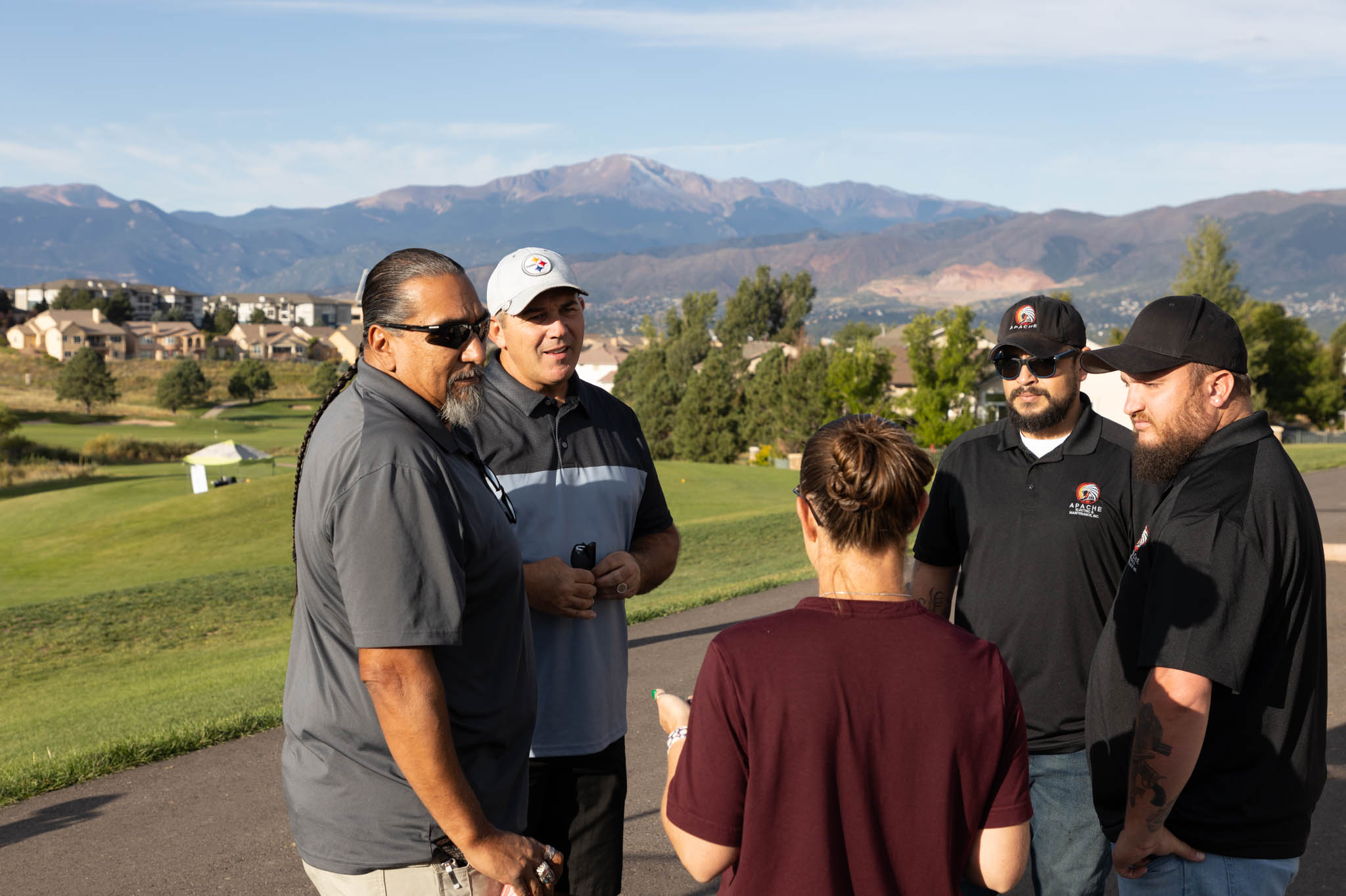 Steve Fisher of Heartland Payment Systems with Fred Ramirez, Justin Schmidt of Apache Electric at Pine Creek Golf Club in Colorado Springs