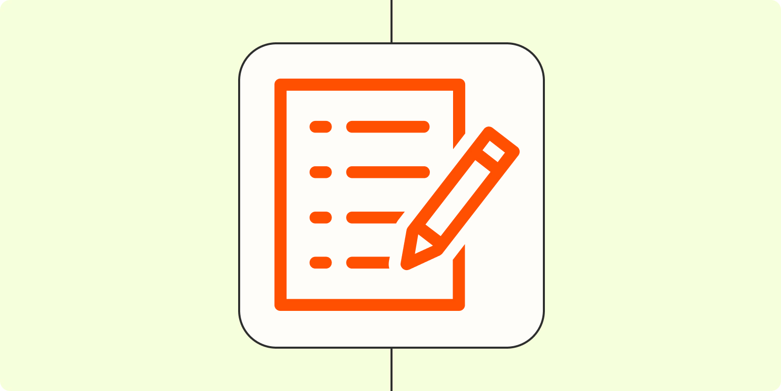 An orange icon with a pen on it